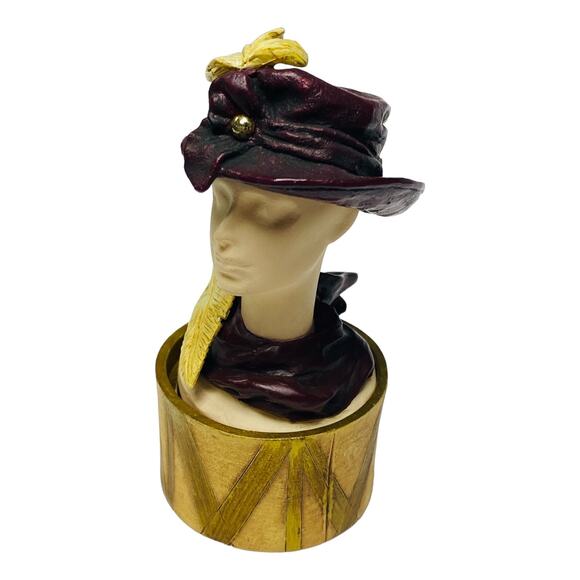 1999 Just the Right Style Feather Flair Hat Trinket Box 27401 by Raine MIB - Picture 7 of 10